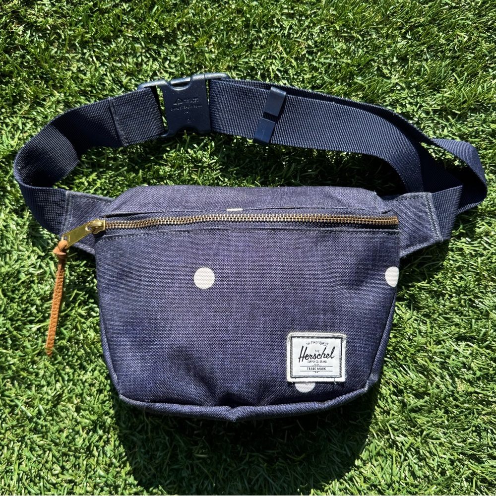 Herschel Supply Co denim polka dot day pack fanny pack on the go